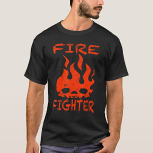 Camiseta Rosto de Fogo de Bombeiro - Fogo Chama Fogo Combat