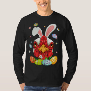 Camiseta Rosto de Frango Fofo Com Orelhas de Coelho Ovos Co