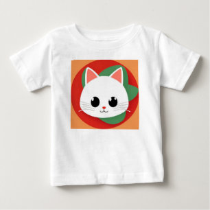 Camiseta Rosto de Gato de Desenho Animado Fofo com Design G