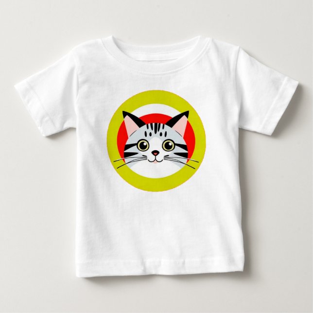 Camiseta 🐱 Rosto de Gato de Desenho Animado Fofo Gráfico p (Frente)