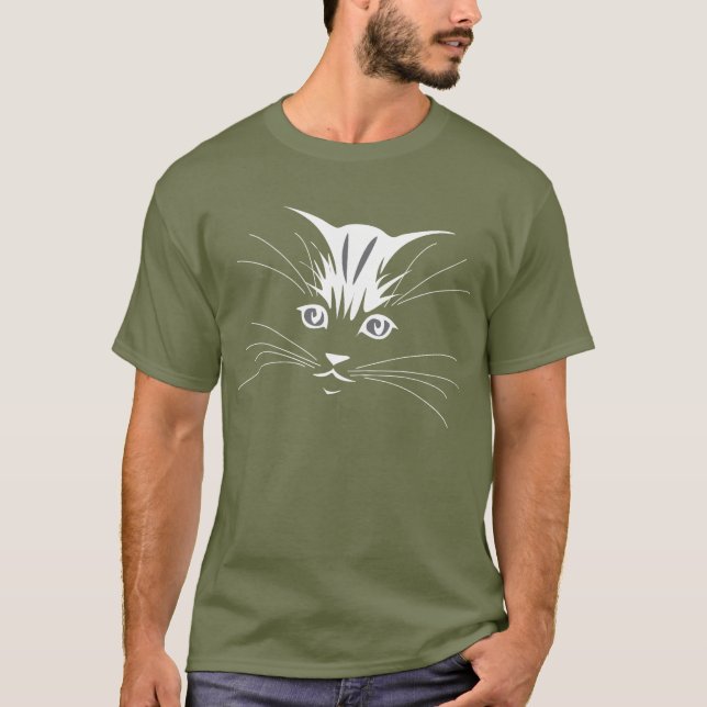 Camiseta Rosto de Gato em Branco (Frente)