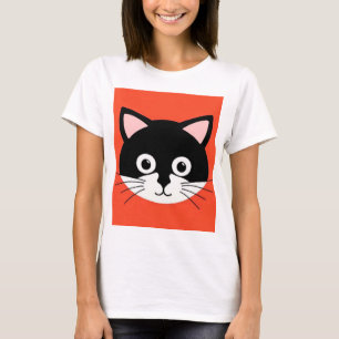 Camiseta Rosto de Gato Fofo Ilustração Vibrante