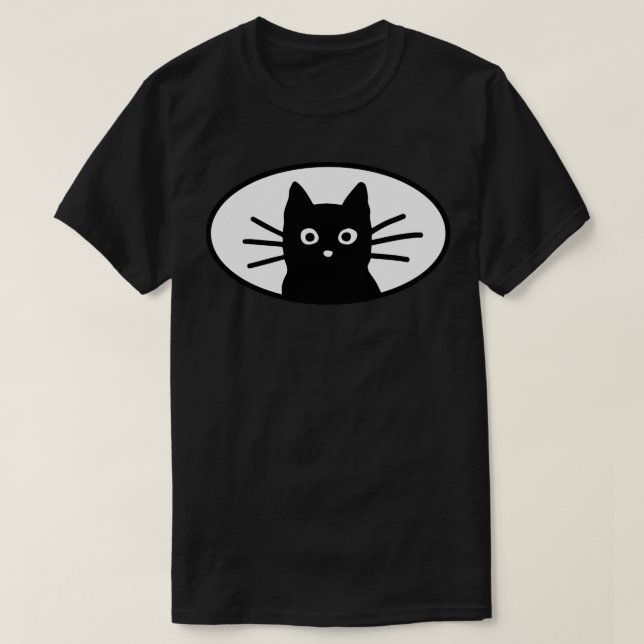 Camiseta Rosto de Gato Negro (Frente do Design)