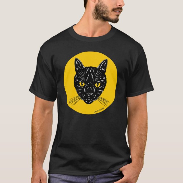 Camiseta Rosto de Gato Negro (Frente)