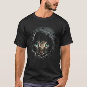 Camiseta Rosto de Gato Parede Olhos Animal Pet Gato