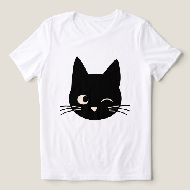 Camiseta Rosto de Gato Preto Cachorro (Design frontal)