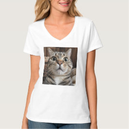 Camiseta Rosto de Gato Surpreso, Foto de Gato