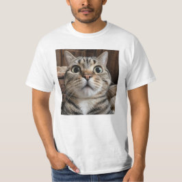 Camiseta Rosto de Gato Surpreso, Foto de Gato
