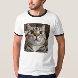 Camiseta Rosto de Gato Surpreso, Foto de Gato
