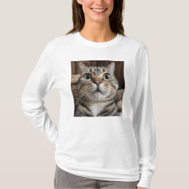 Camiseta Rosto de Gato Surpreso, Foto de Gato