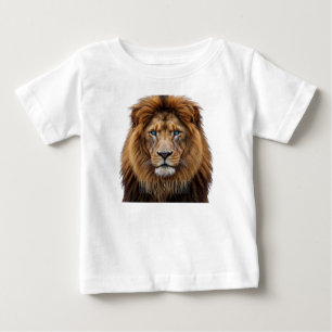 Camiseta Rosto de Leão Majestoso com Olhos Azuis   Anima Fa