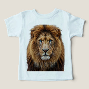 Camiseta Rosto de Leão Majestoso com Olhos Azuis   Anima Se