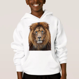 Camiseta Rosto de Leão Majestoso com Olhos Azuis   Anima Se