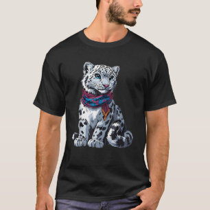 Camiseta Rosto de Leopardo da Neve Leopardo Branco Animal L