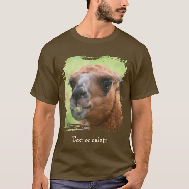 Camiseta Rosto de Lhama Zangada Personalizado (Frente)