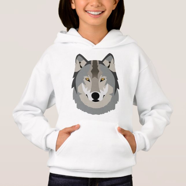 Camiseta Rosto de lobo, Cinza, bonito e Legal, animal ilust (Frente)