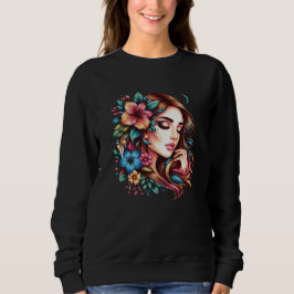 Camiseta Rosto de menina bonita com flores
