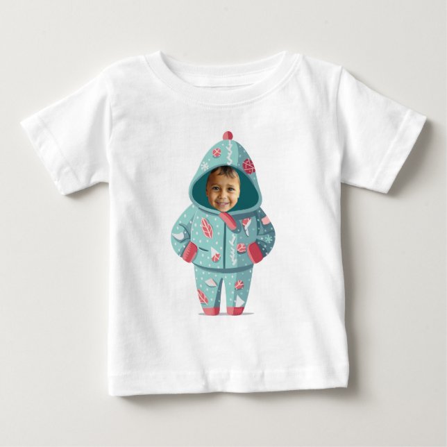 Camiseta Rosto de Menino de Natal Personalizado  (Frente)