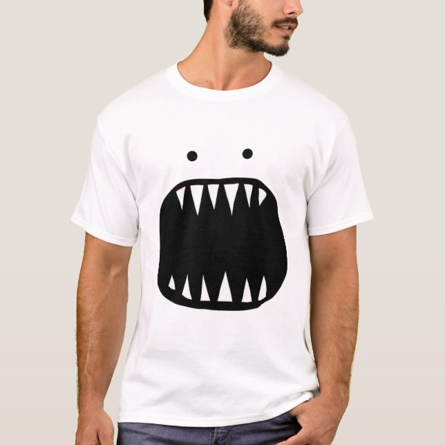 Camiseta Rosto de Monstro Minimalista Vermelho (Frente)