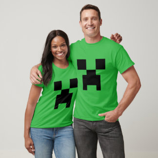 Camiseta Rosto de Monstro Verde Pixelado de Creeper do Mine