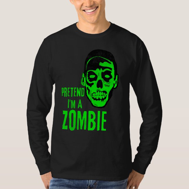 Camiseta Rosto de Monstro Zumbi de Halloween Assustador (Frente)