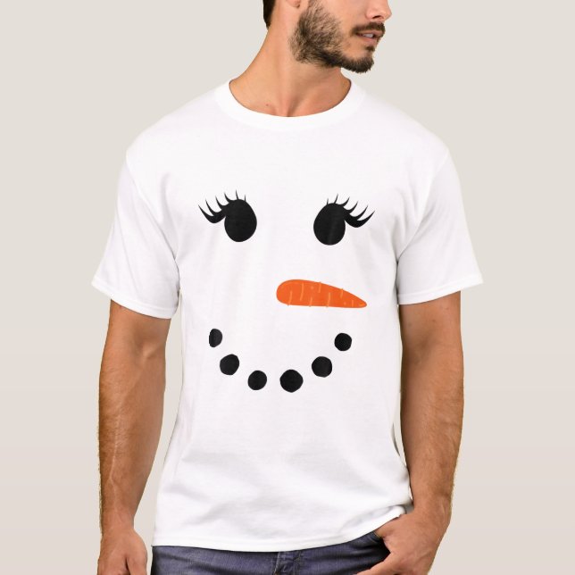 Camiseta Rosto De Neve Para Mulheres Olashes Natal (Frente)