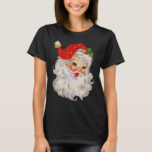 Camiseta Rosto de Papai Noel Alegre Retrô Vintage St. Nick