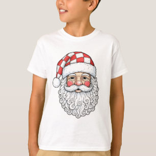 Camiseta Rosto de Papai Noel em Patchwork Desenho à Caneta