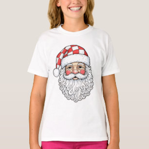 Camiseta Rosto de Papai Noel em Patchwork Desenho à Caneta