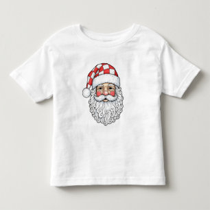 Camiseta Rosto de Papai Noel em Patchwork no Estilo de Arte