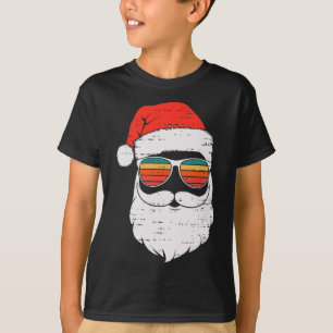 Camiseta Rosto de Papai Noel Retro Sol Brilhante Natal Em J