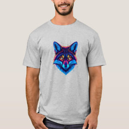 Camiseta Rosto de Raposa Neon – Design Vibrante e Iluminado