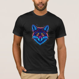 Camiseta Rosto de Raposa Neon – Design Vibrante e Iluminado