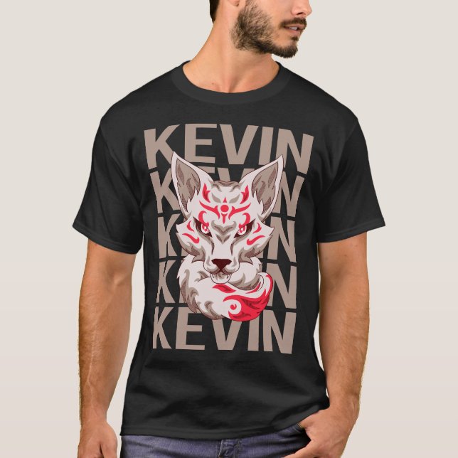 Camiseta Rosto de Raposa - Nome Kevin (Frente)