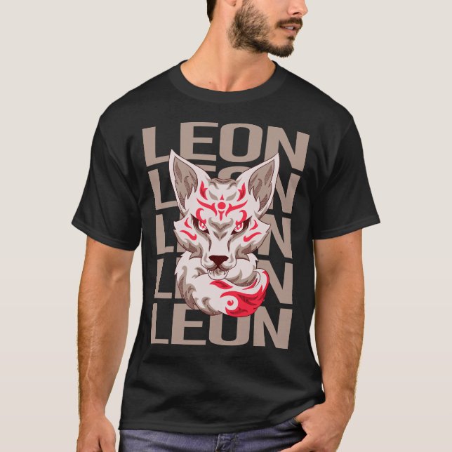 Camiseta Rosto de Raposa - Nome Leon (Frente)