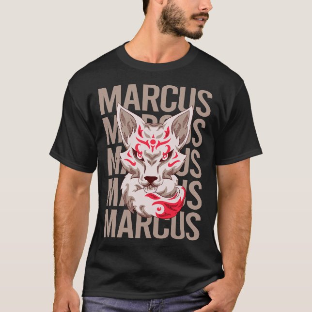 Camiseta Rosto de Raposa - Nome Marcus (Frente)