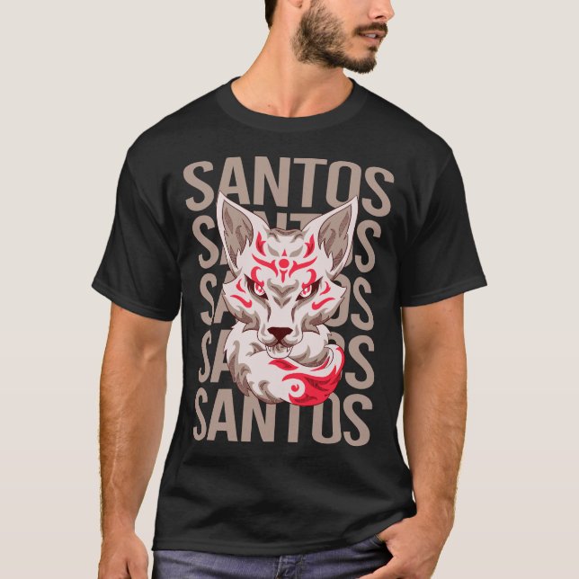 Camiseta Rosto de Raposa - Nome Santos (Frente)