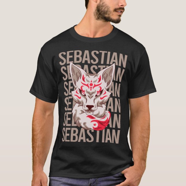 Camiseta Rosto de Raposa - Nome Sebastian (Frente)