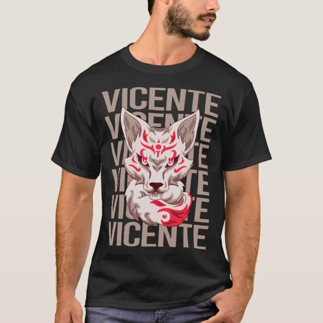 Camiseta Rosto de Raposa - Nome Vicente (Frente)