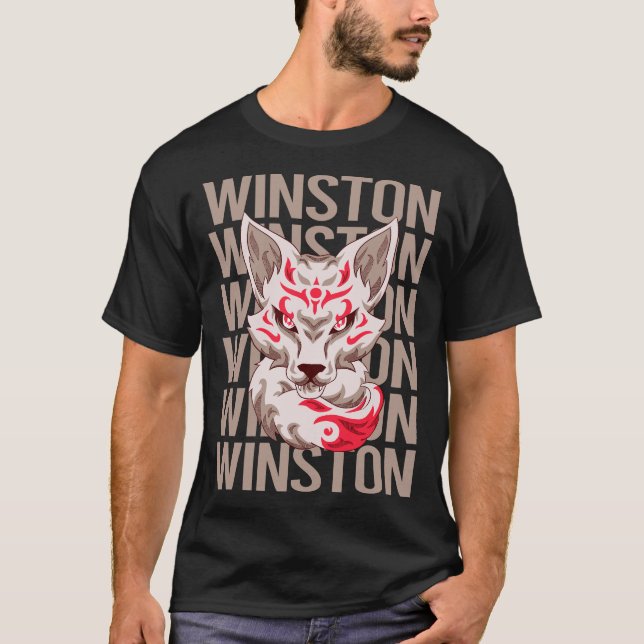 Camiseta Rosto de Raposa - Nome Winston (Frente)