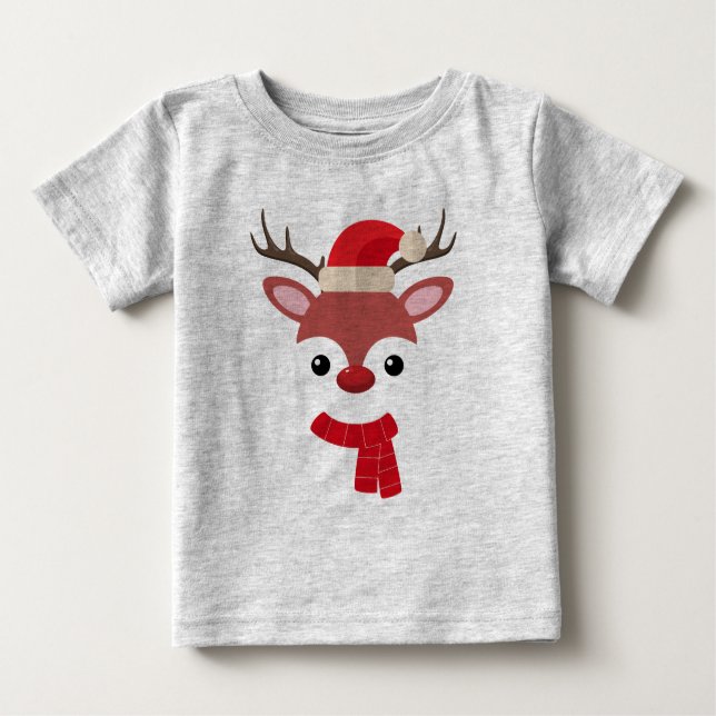 Camiseta Rosto de Reindeer de Natal (Frente)