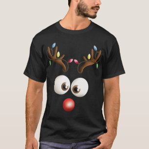 Camiseta Rosto de rena Engraçado Engraçado Natal Natal Illu