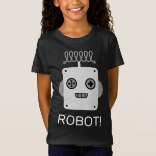 Camiseta Rosto de Robô Retro com Antena Divertida