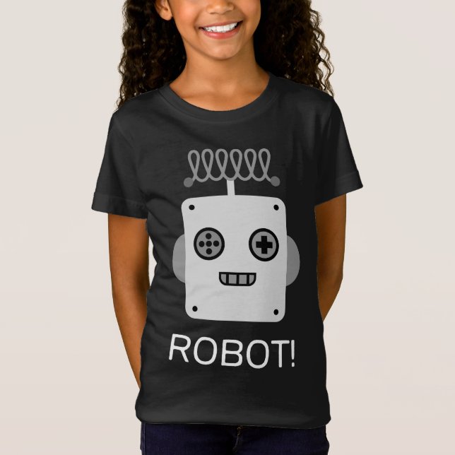 Camiseta Rosto de Robô Retro com Antena Divertida (Frente)