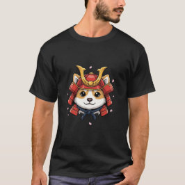 Camiseta rosto de samurai shiba, armadura de guerreiro japo