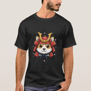 Camiseta rosto de samurai shiba, armadura de guerreiro japo