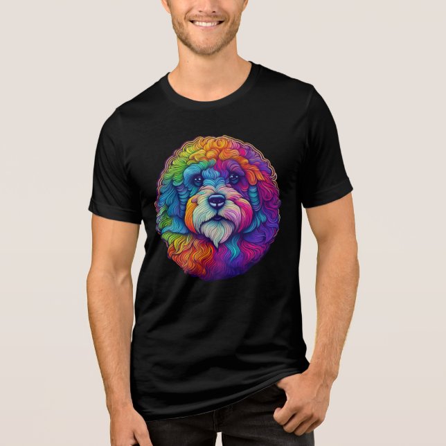 Camiseta rosto de sheepadoodle arco-íris (Frente)