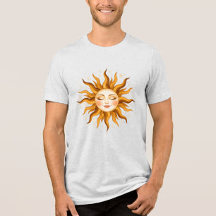Camiseta Rosto de Sol Celestial Arte Boho Vintage