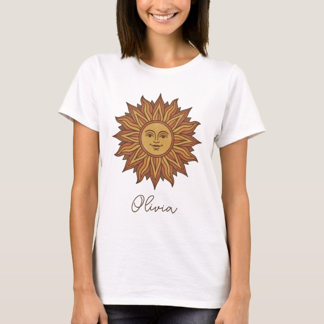 Camiseta Rosto de Sol Celestial Vintage (Frente)