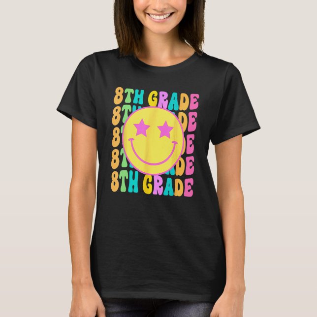 Camiseta Rosto de Sorriso 8º Grau Groovy 8º Grau Oitavo Ano (Frente)
